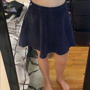 High Waisted Forever 21 Navy Flared Corduroy Skirt